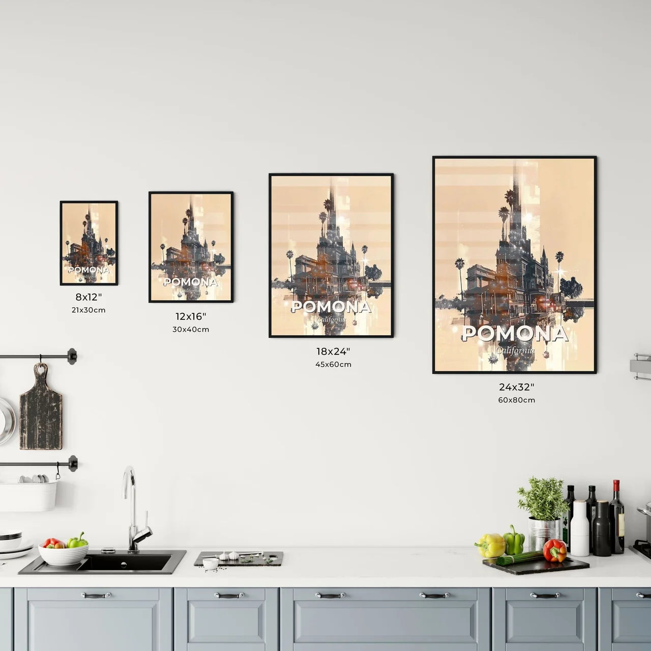 Pomona City Icons Glimmering Skyline Art Office Art