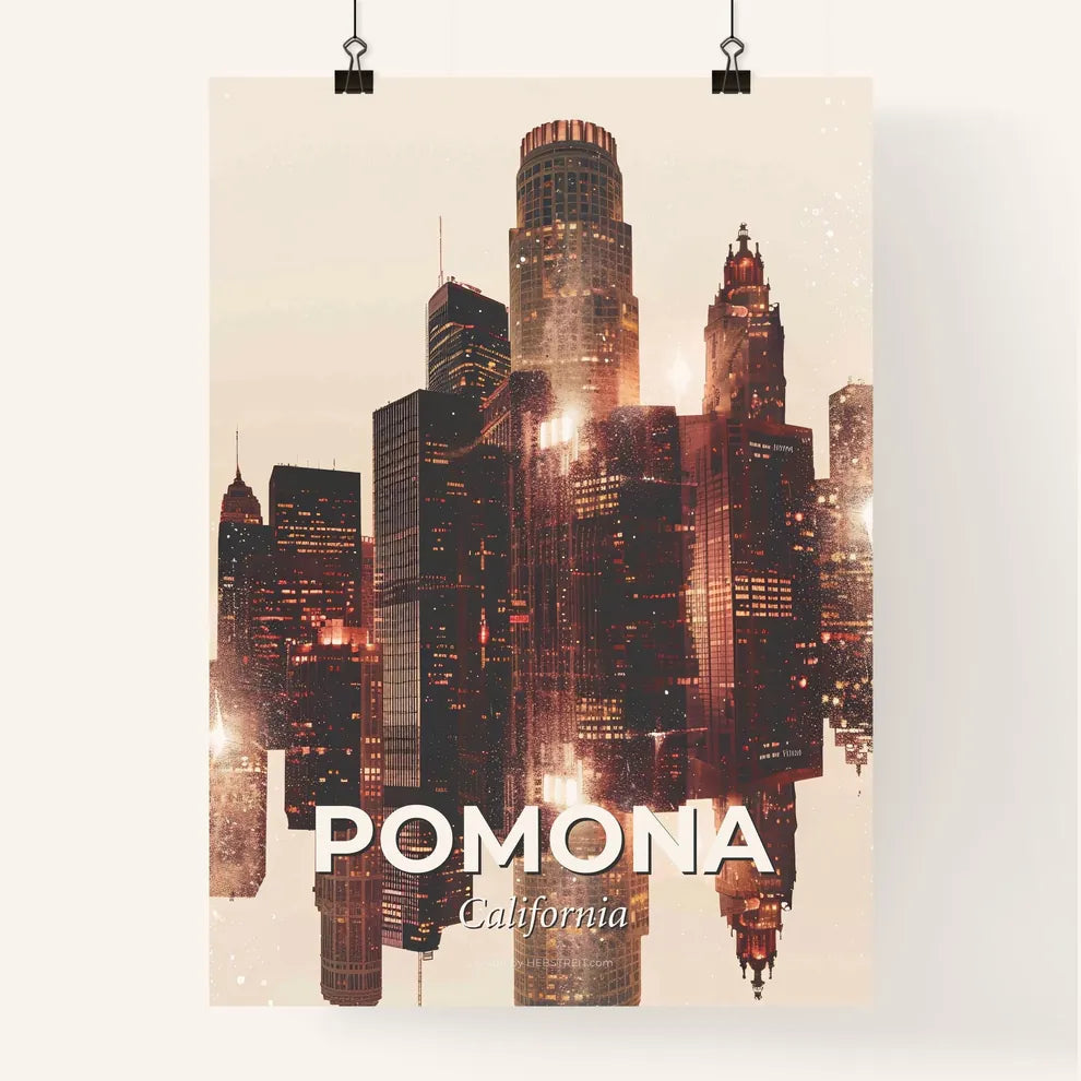 Pomona City Skyline Art: Double Exposure Poster