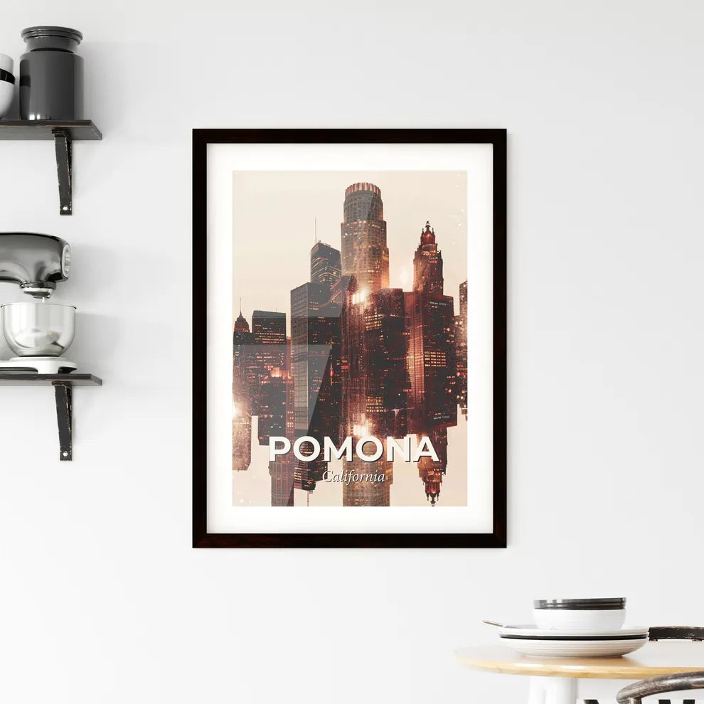 Pomona City Skyline Art: Double Exposure Framed Print