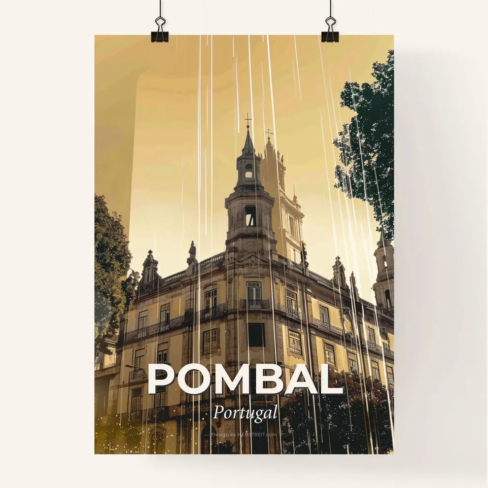 Pombal City Skyline Double Exposure Art Poster