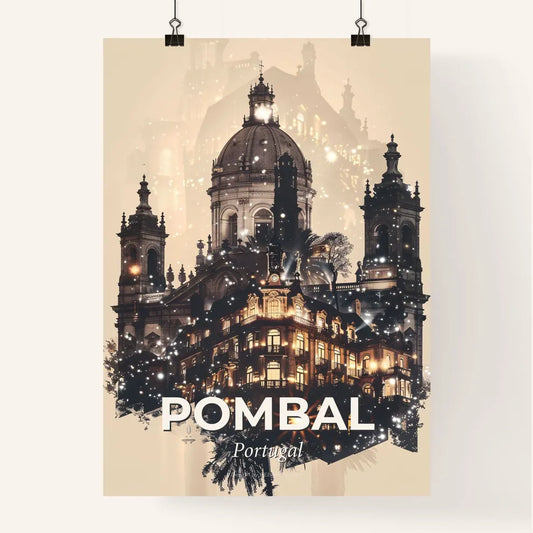 Pombal City Skyline Double Exposure Art Print Poster