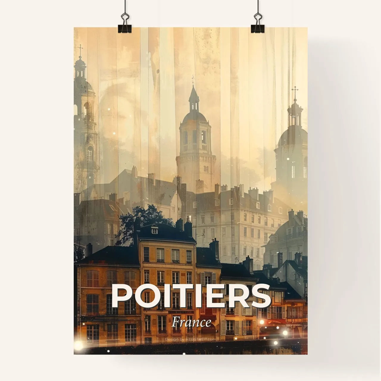 Poitiers Skyline Art Deco Poster Print Poster