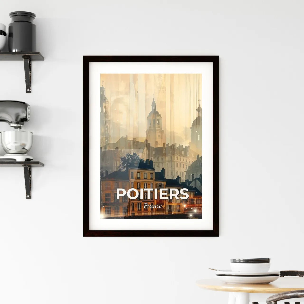 Poitiers Skyline Art Deco Poster Print Framed Print