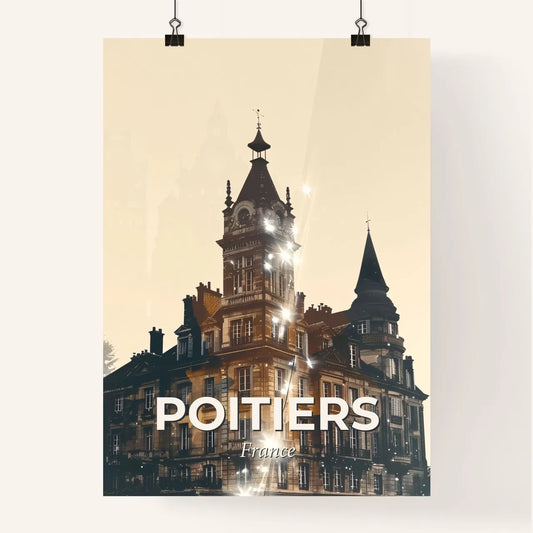 Poitiers Skyline Composite in Bright Beige Poster