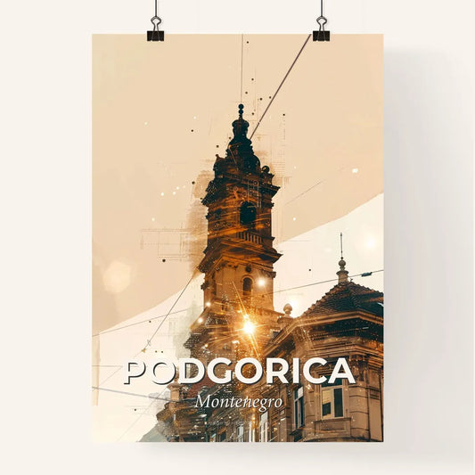 Podgorica Skyline Composite Art Bright Sparkle Poster Poster