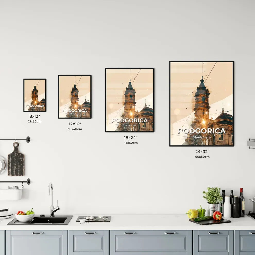 Podgorica Skyline Composite Art Bright Sparkle Poster Office Art