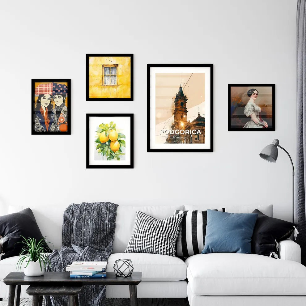 Podgorica Skyline Composite Art Bright Sparkle Poster Wall Art