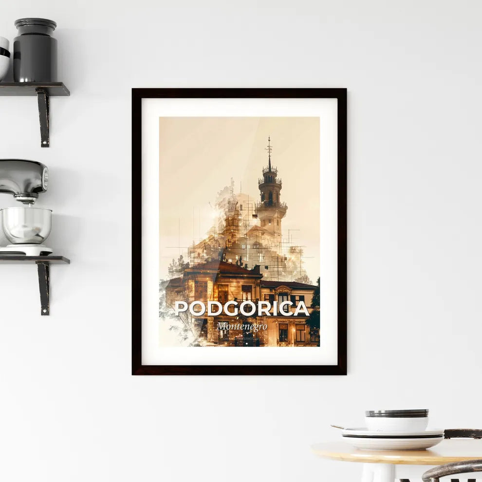 Podgorica Skyline Double Exposure Architecture Art Framed Print