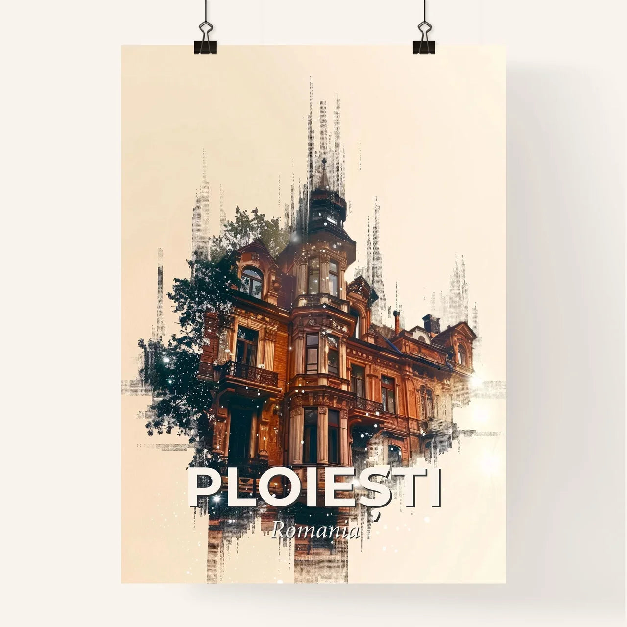 Ploiești Skyline Double Exposure Poster Art Poster