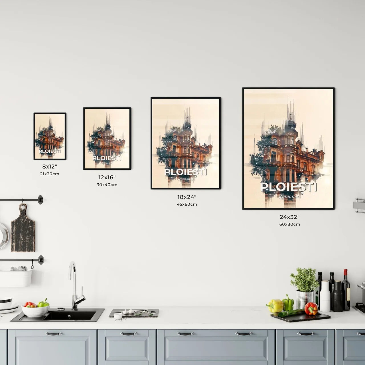 Ploiești Skyline Double Exposure Poster Art Office Art