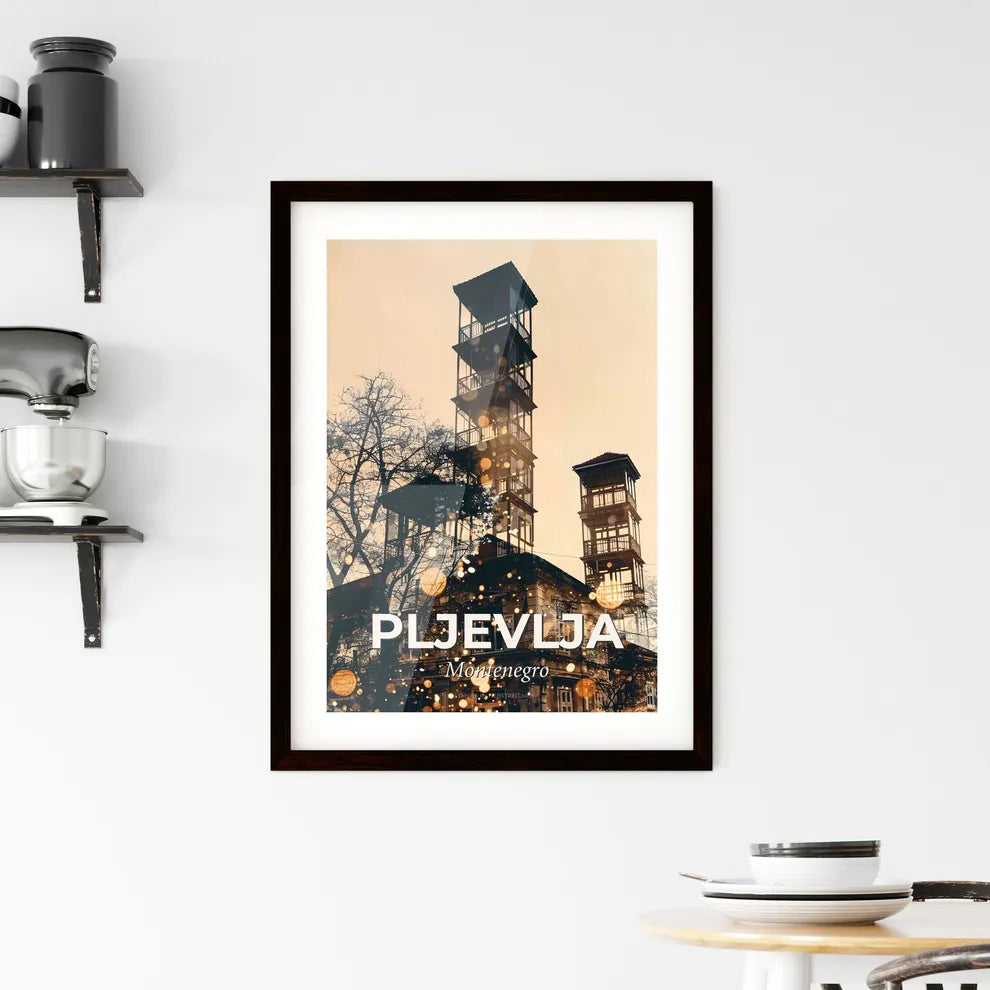 Pljevlja City Lights Montage Poster Framed Print