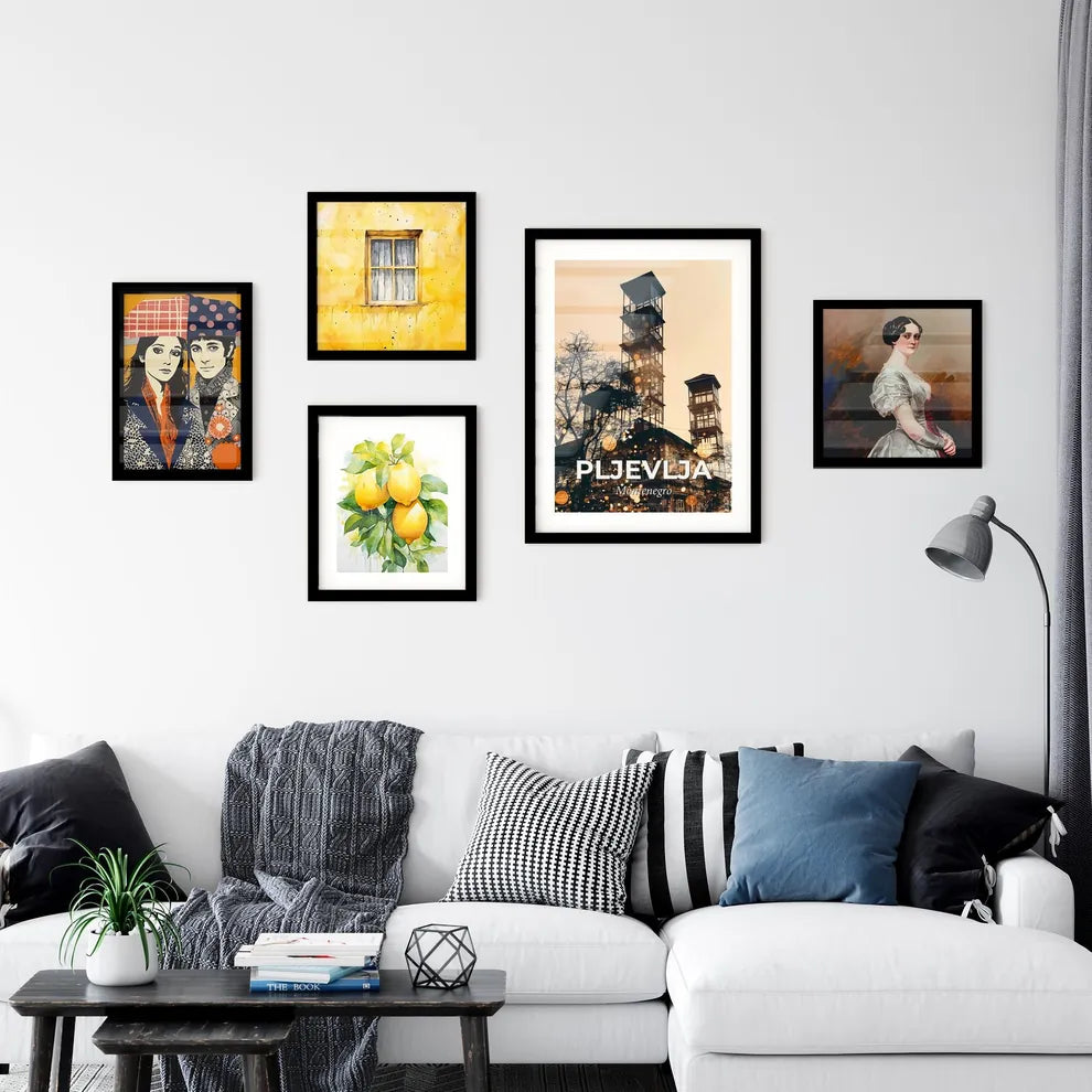 Pljevlja City Lights Montage Poster Wall Art