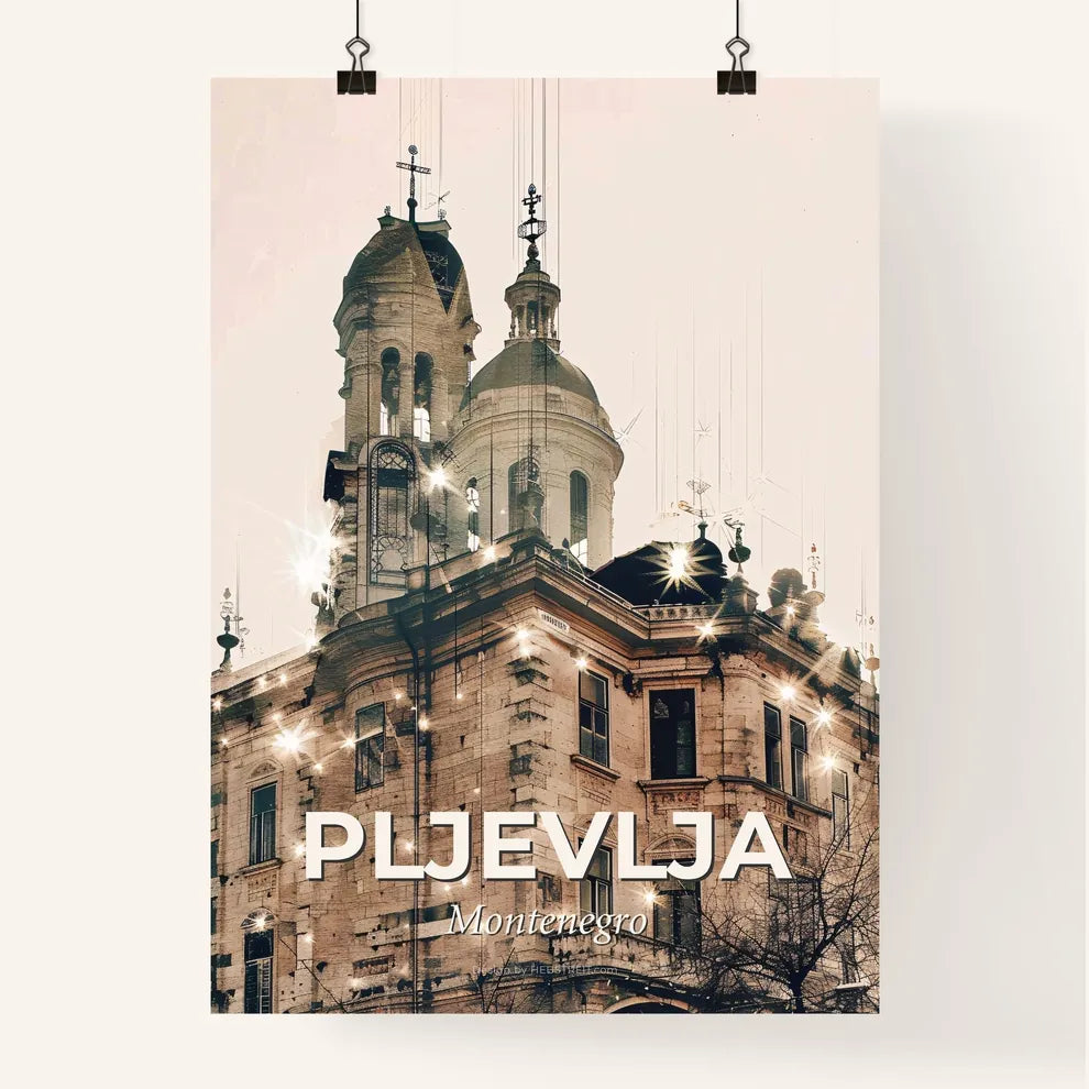 Pljevlja City Skyline Double Exposure Poster Art Poster
