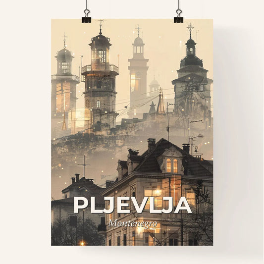 Pljevlja City Panorama with Local Icons Poster Poster
