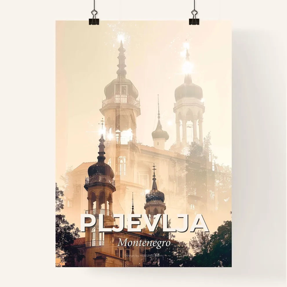 Pljevlja Montenegro Double Exposure Skyline Composite Art Poster