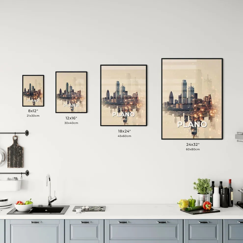 Plano Skyline Double Exposure Art Poster Office Art
