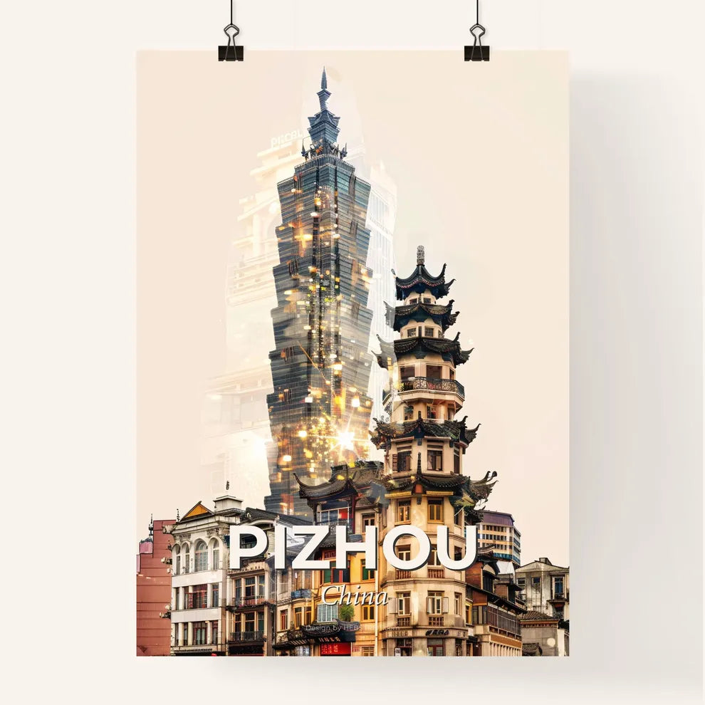 Pizhou Skyline Double Exposure Composite Art Poster