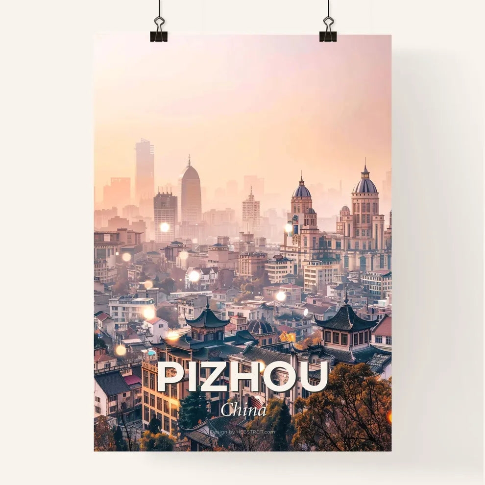 Pizhou Skyline Double Exposure Composite Art Poster