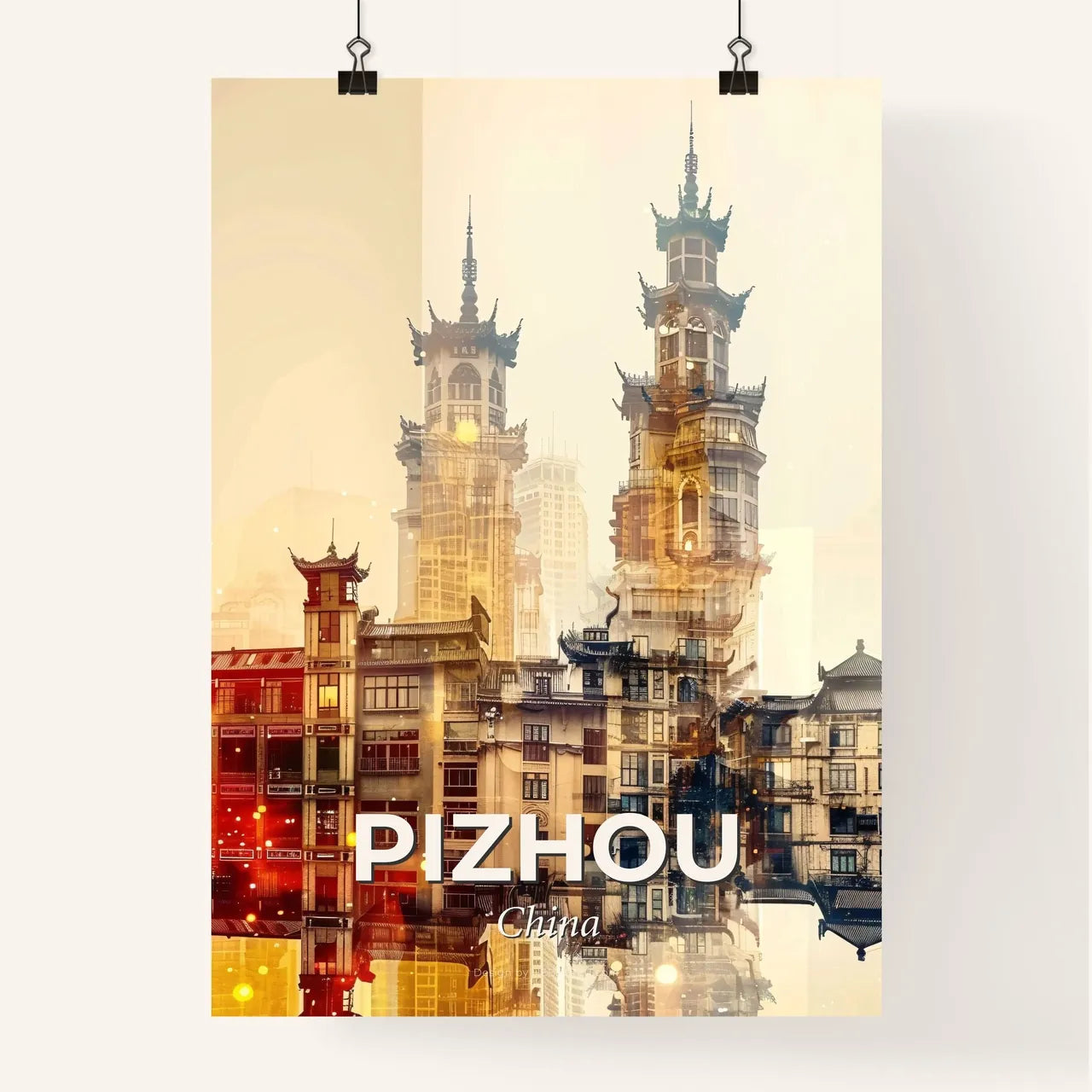 Pizhou Skyline Art: Local Icons in Harmony Poster