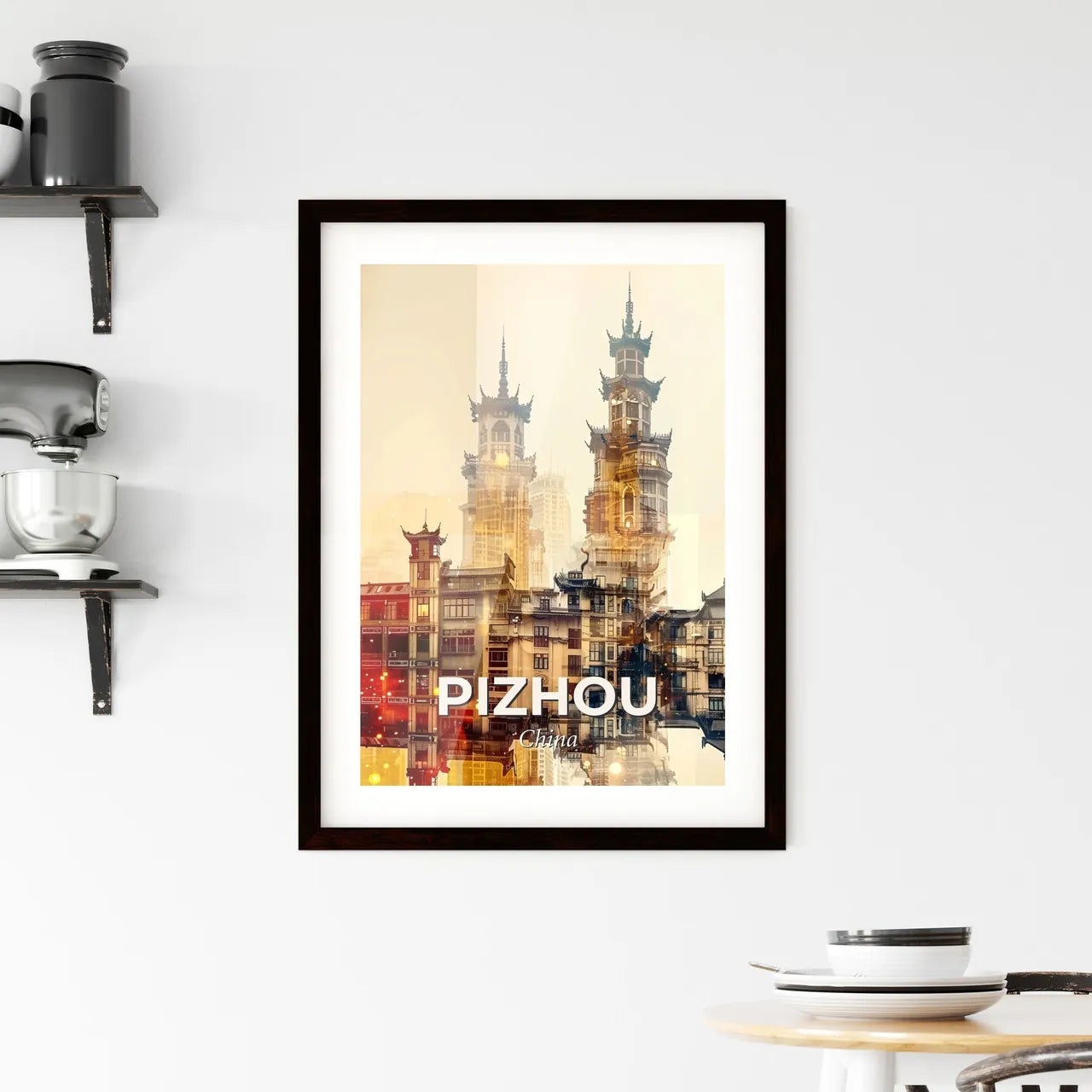 Pizhou Skyline Art: Local Icons in Harmony Framed Print
