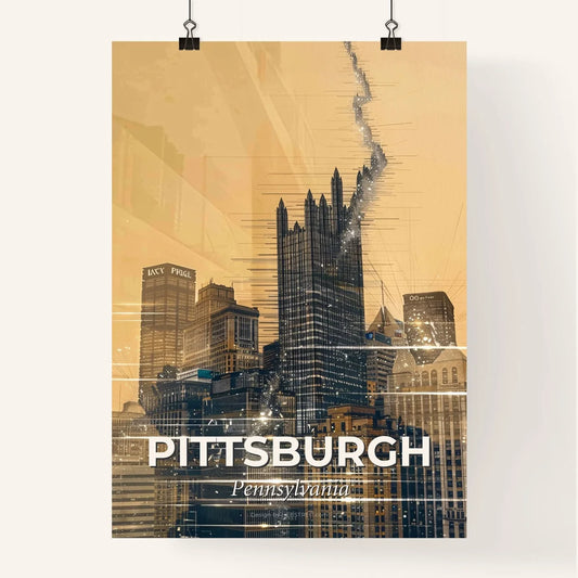 Pittsburgh City Skyline Art Deco Double Exposure Poster