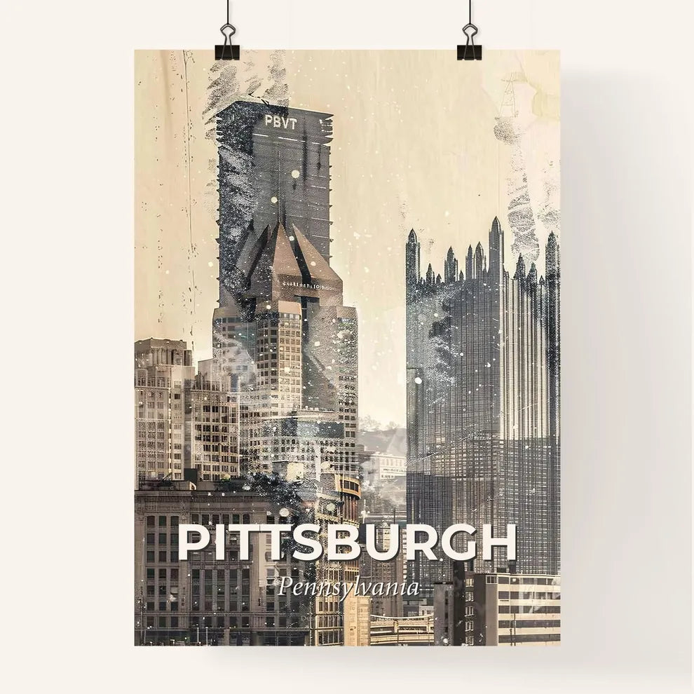 Pittsburgh: City Skyline Double Exposure Art Print Poster