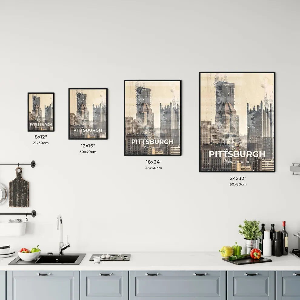 Pittsburgh: City Skyline Double Exposure Art Print Office Art