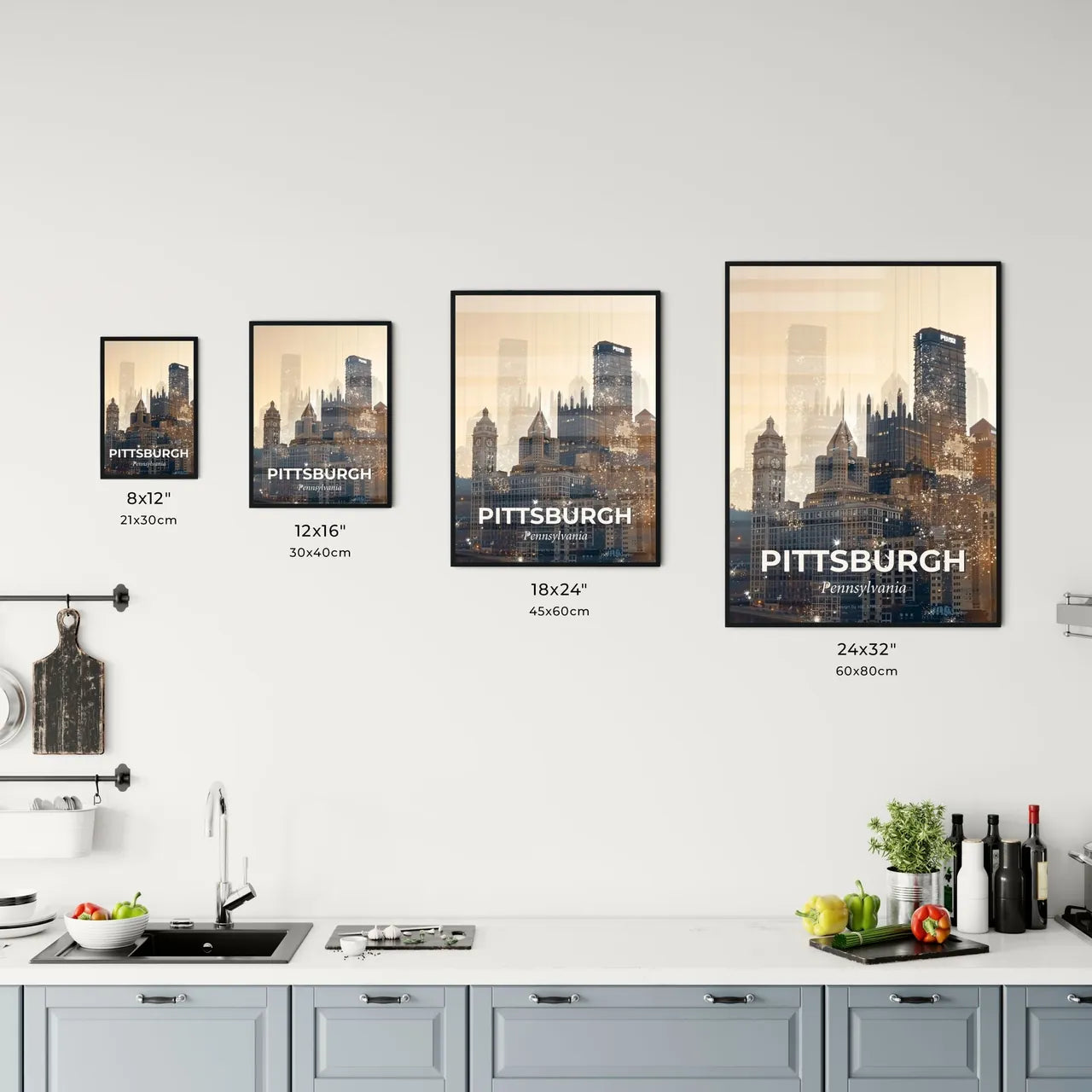 Pittsburgh Skyline Beauty: Iconic Beige Wonder Office Art