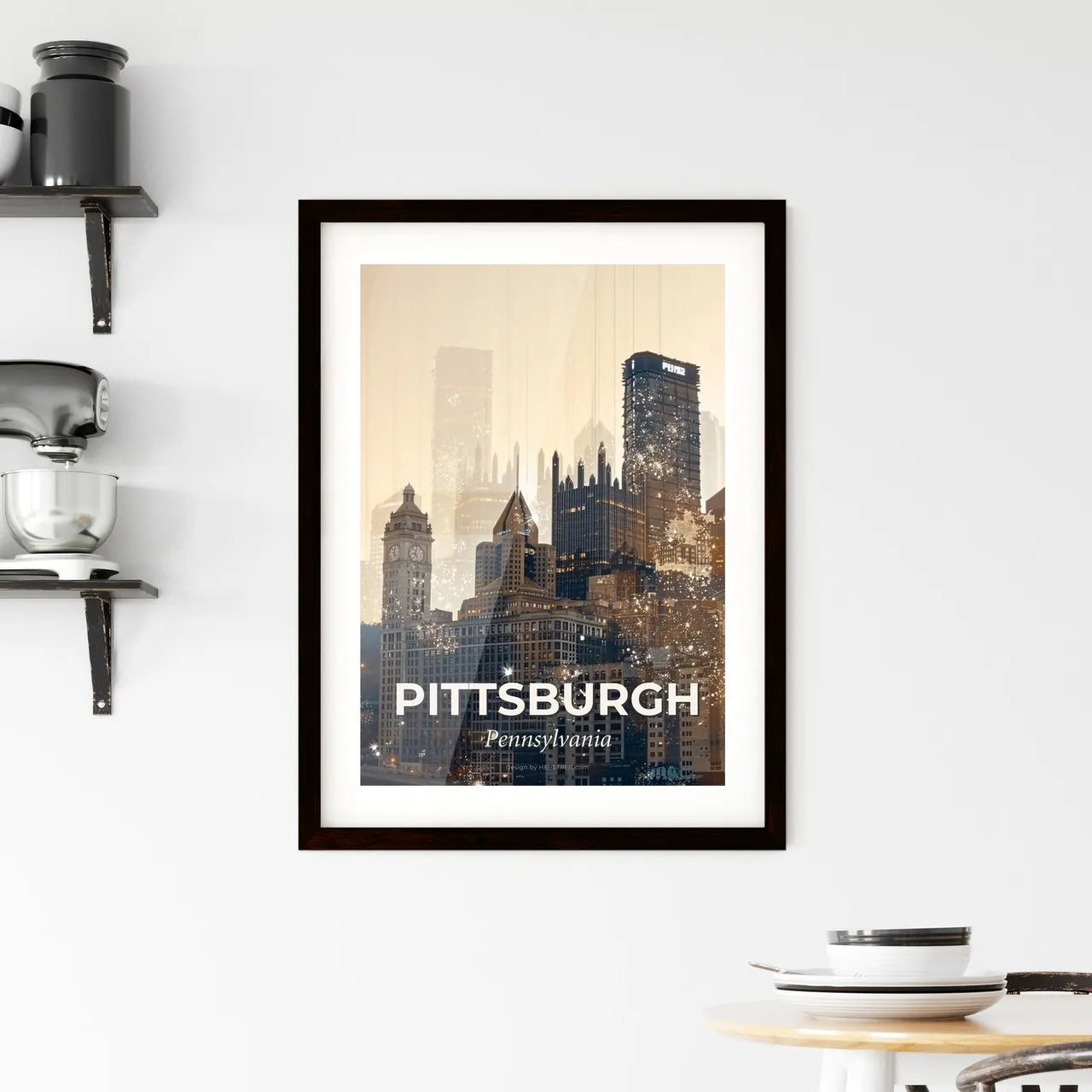 Pittsburgh Skyline Beauty: Iconic Beige Wonder Framed Print