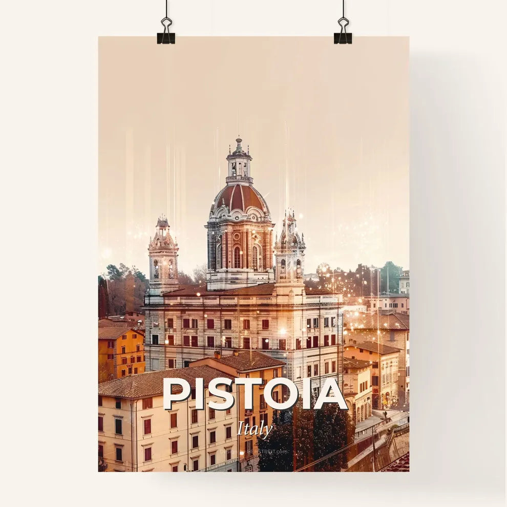 Pistoia City Double Exposure Skyline Art Poster Poster