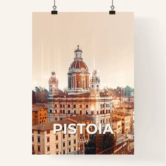 Pistoia City Double Exposure Skyline Art Poster Poster