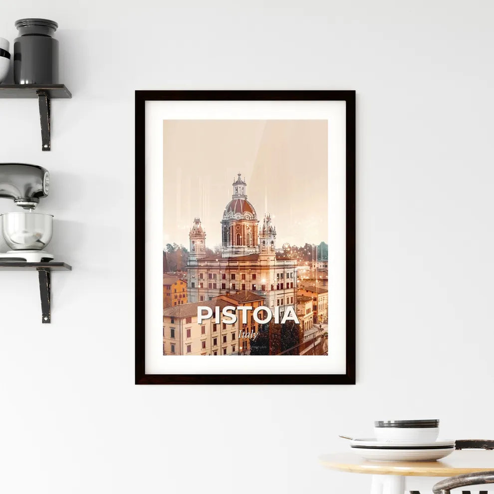 Pistoia City Double Exposure Skyline Art Poster Framed Print