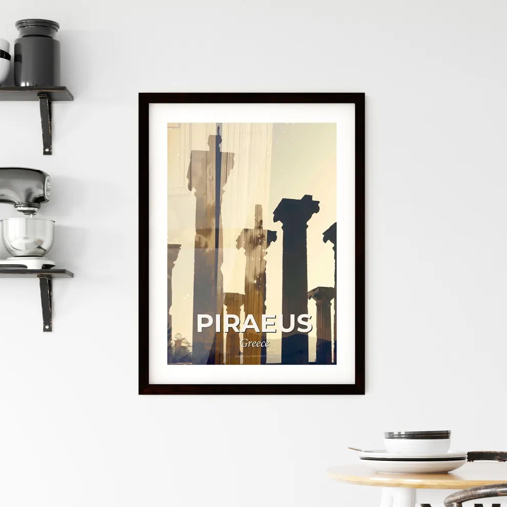 Piraeus Cityscape Multi Exposure Art Poster Framed Print