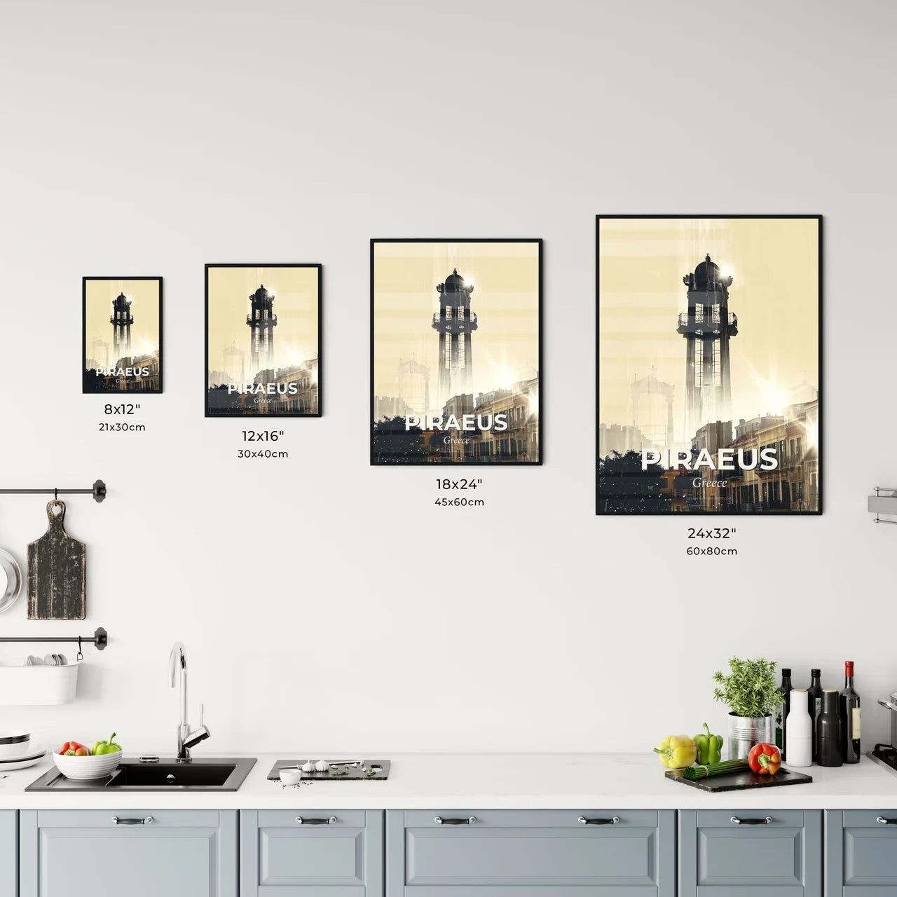 Piraeus Skyline Double Exposure Composite Art Office Art