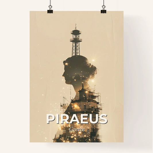 Piraeus Skyline Silhouettes with Sparkles Poster