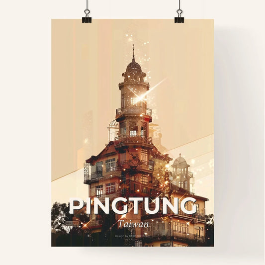 Pingtung Taiwan Skyline Art Bright Beige Poster