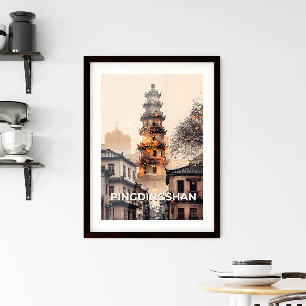 Pingdingshan Skyline Composite Art City Poster Framed Print
