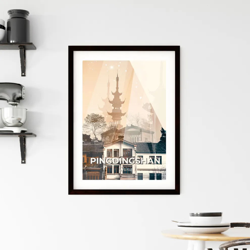 Pingdingshan Cityscape Architecture Art Deco Framed Print