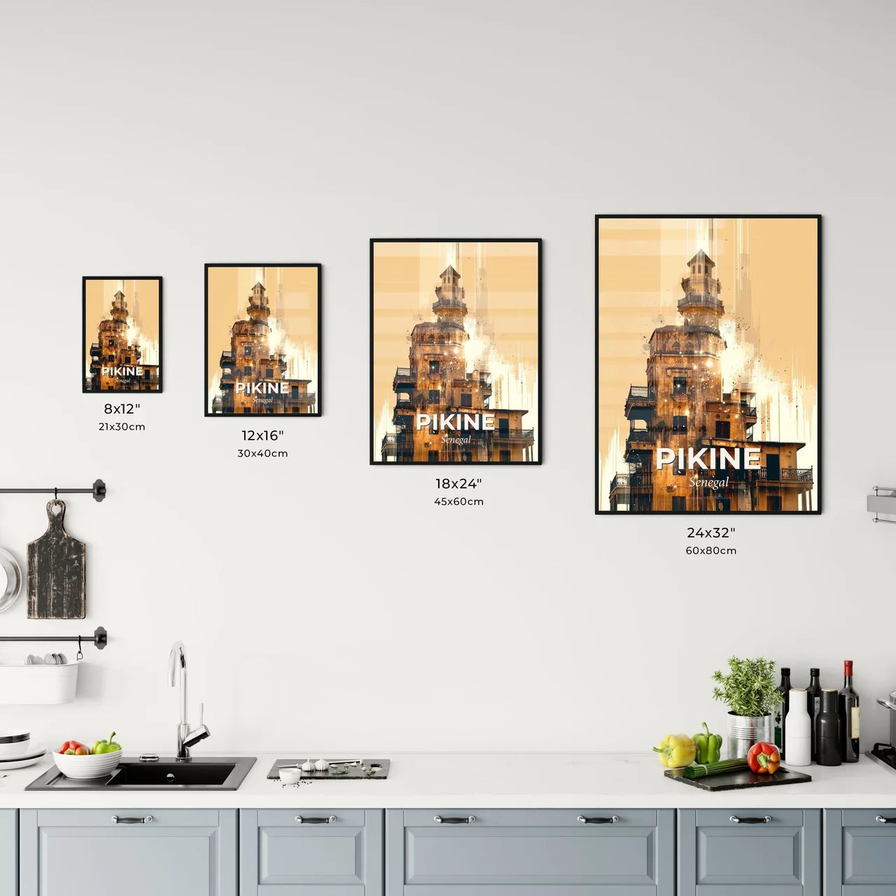 Pikine Cityscape Skyline Glow Sparkle Colors Art Office Art