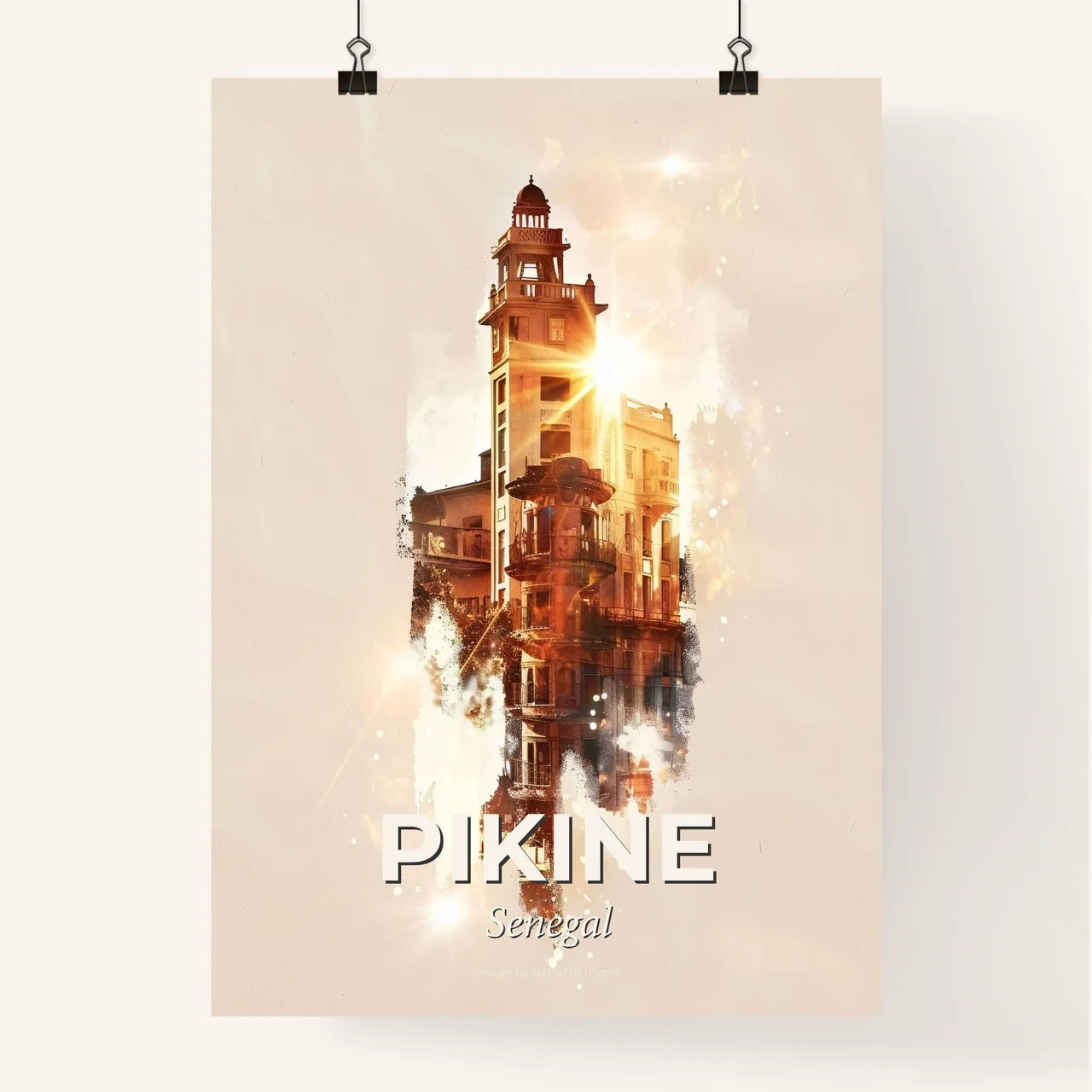 Pikine Senegal Skyline Double Exposure Poster