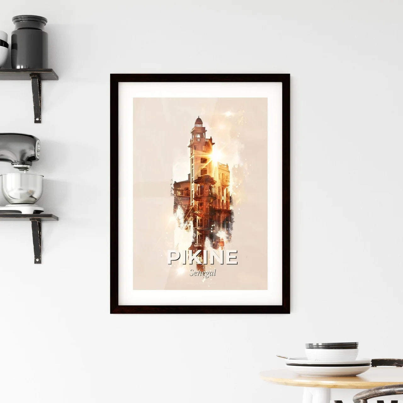 Pikine Senegal Skyline Double Exposure Framed Print