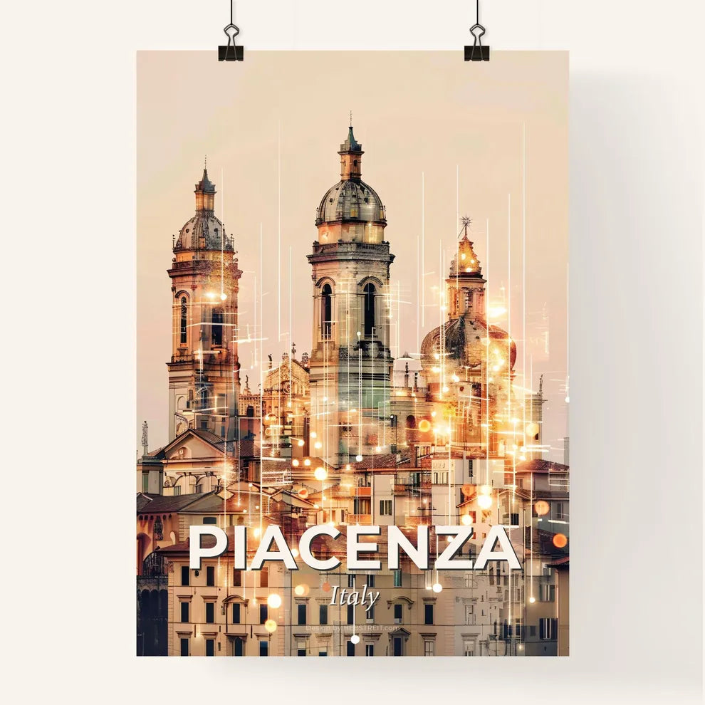 Piacenza Skyline Double Exposure City Art Poster