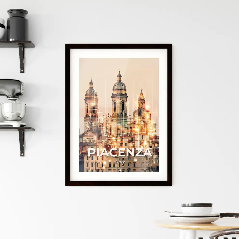 Piacenza Skyline Double Exposure City Art Framed Print