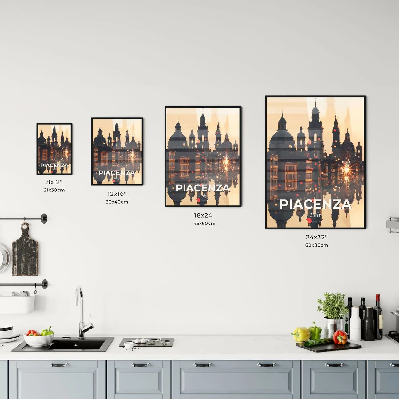 Piacenza Double Exposure Skyline Art Poster Office Art