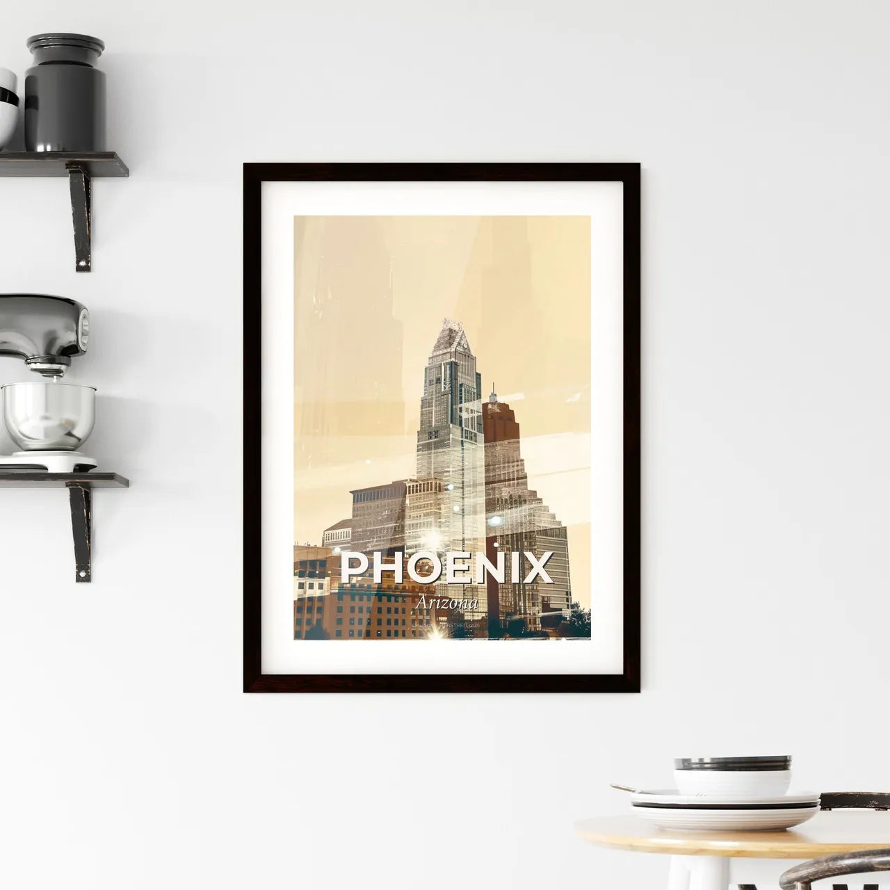 Phoenix Cityscape Symphony in Beige Framed Print
