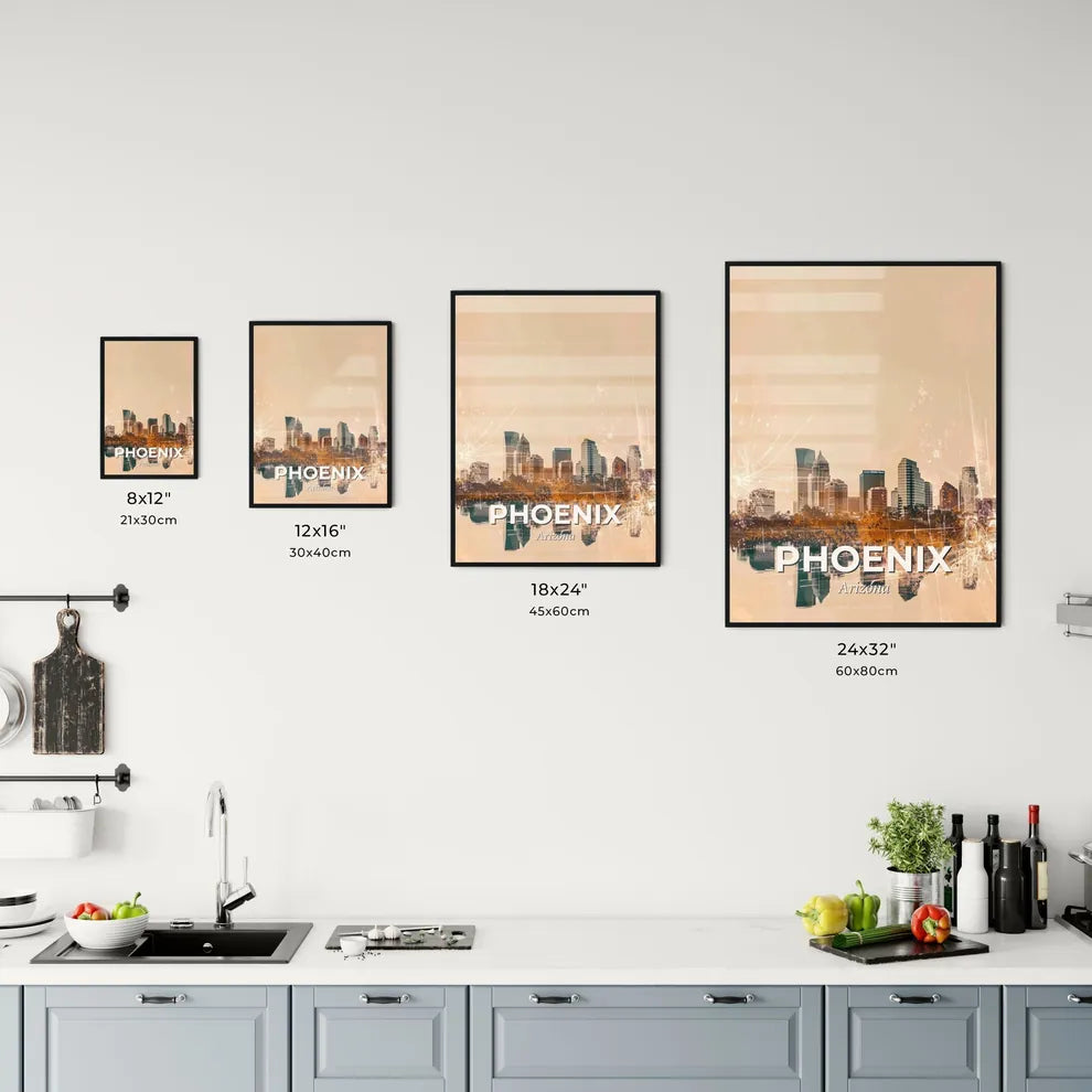 Phoenix Skyline Double Exposure Art Poster Office Art