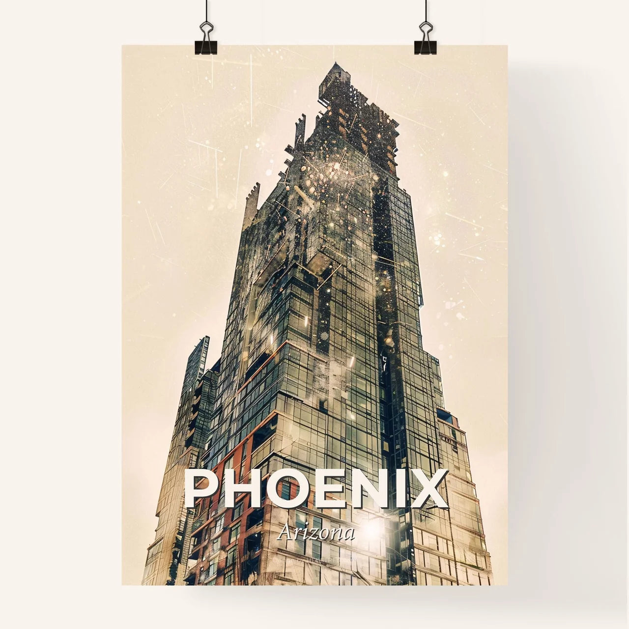 Phoenix City Skyline Art Silhouette Skyfall Poster