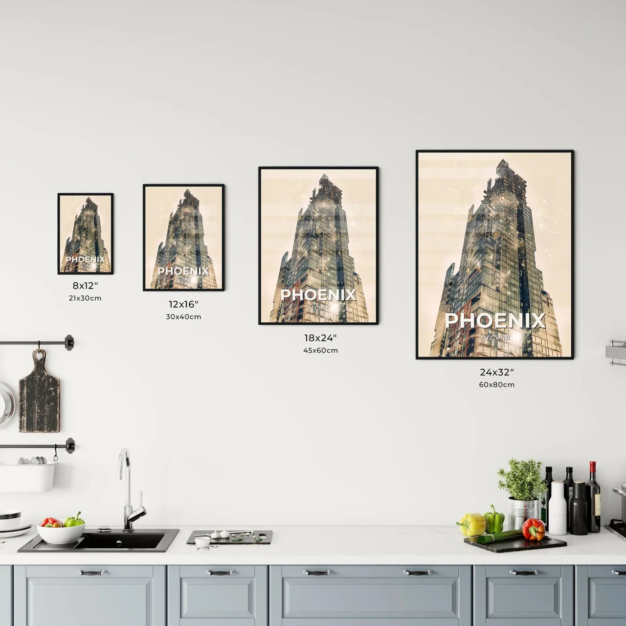 Phoenix City Skyline Art Silhouette Skyfall Office Art