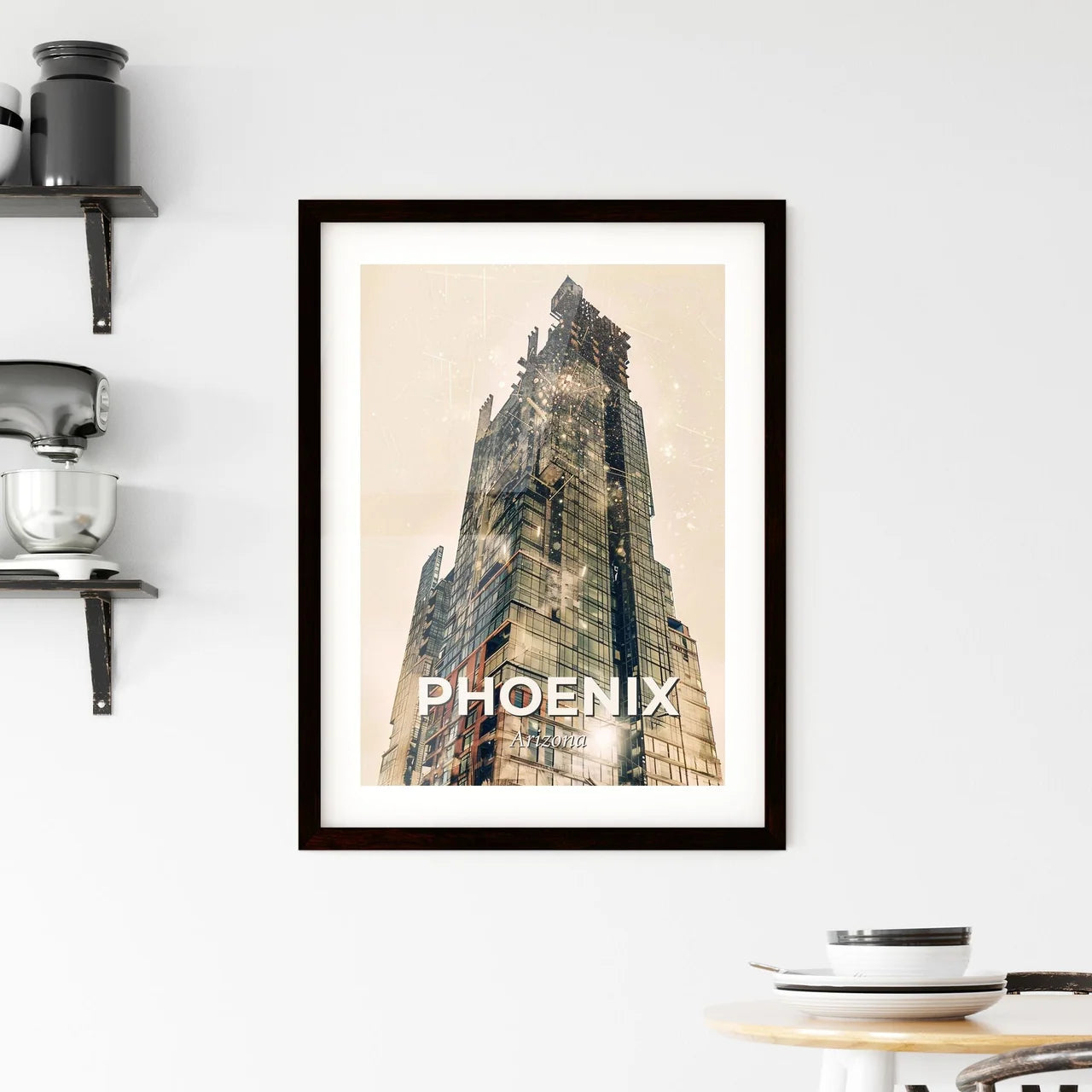 Phoenix City Skyline Art Silhouette Skyfall Framed Print