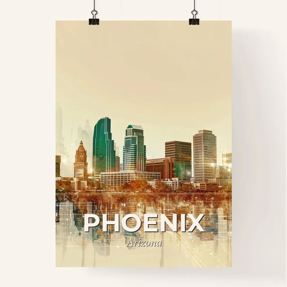 Phoenix Skyline Double Exposure Poster Poster